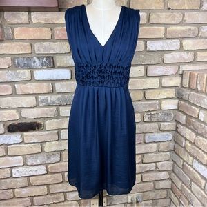 CALYPSO navy blue sleeveless dress with smocked waist